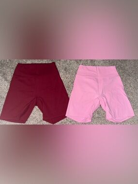 Women’s High-Waist Athletic Shorts - Pink & Burgundy Set